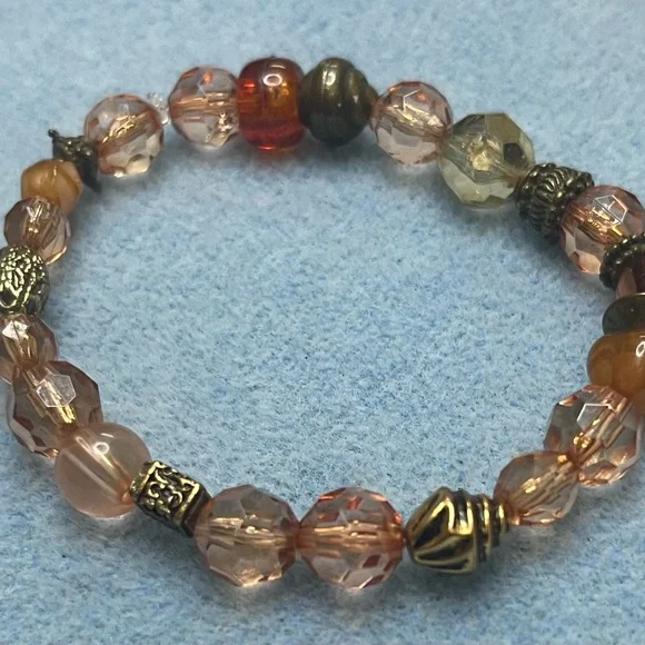 Beaded Bracelet - Gold and Brown Jewelry - Picture 1 of 2